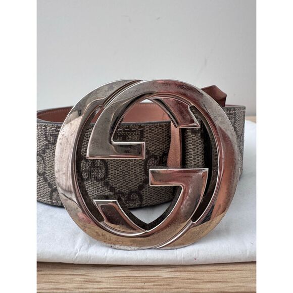 Gucci Men’s Belt with Interlocking G buckle Supreme - Picture 3 of 6